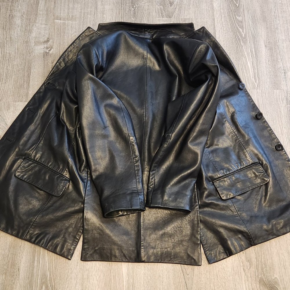 Kenneth Cole Black Leather Casual Jacket